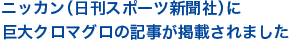 ニッカン日刊スポーツ新聞社に巨大クロマグロの記事が掲載されました